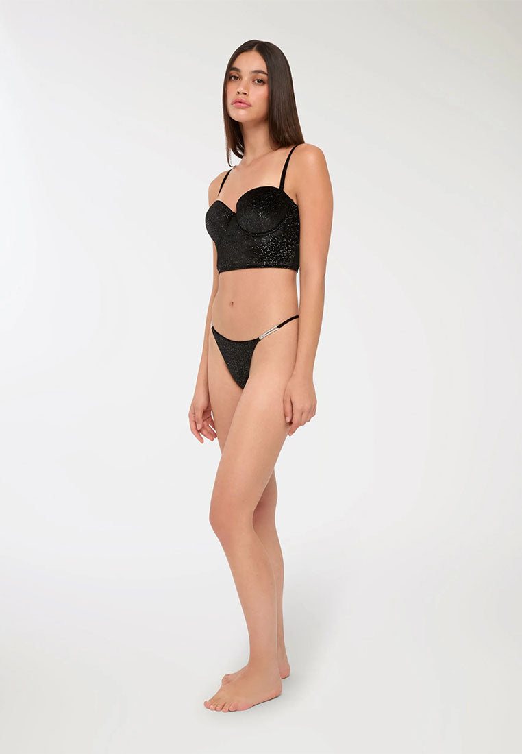 Women's Glitter Velvet Bustier Top