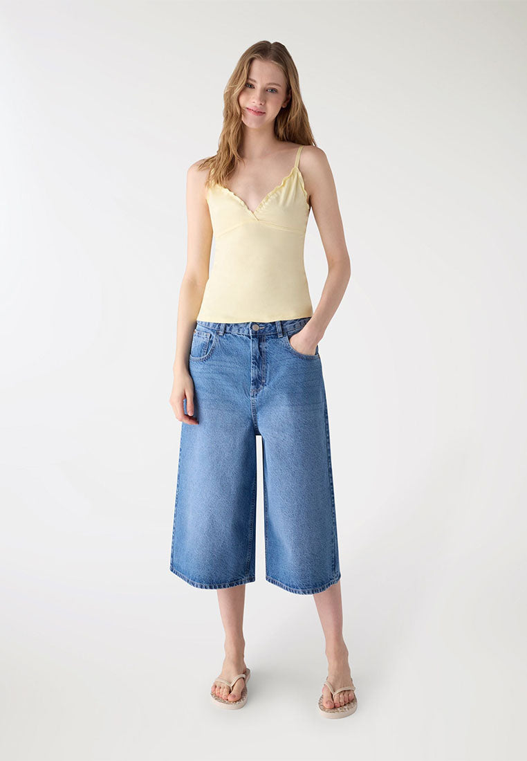 Women's V-neck Top with Ruffles