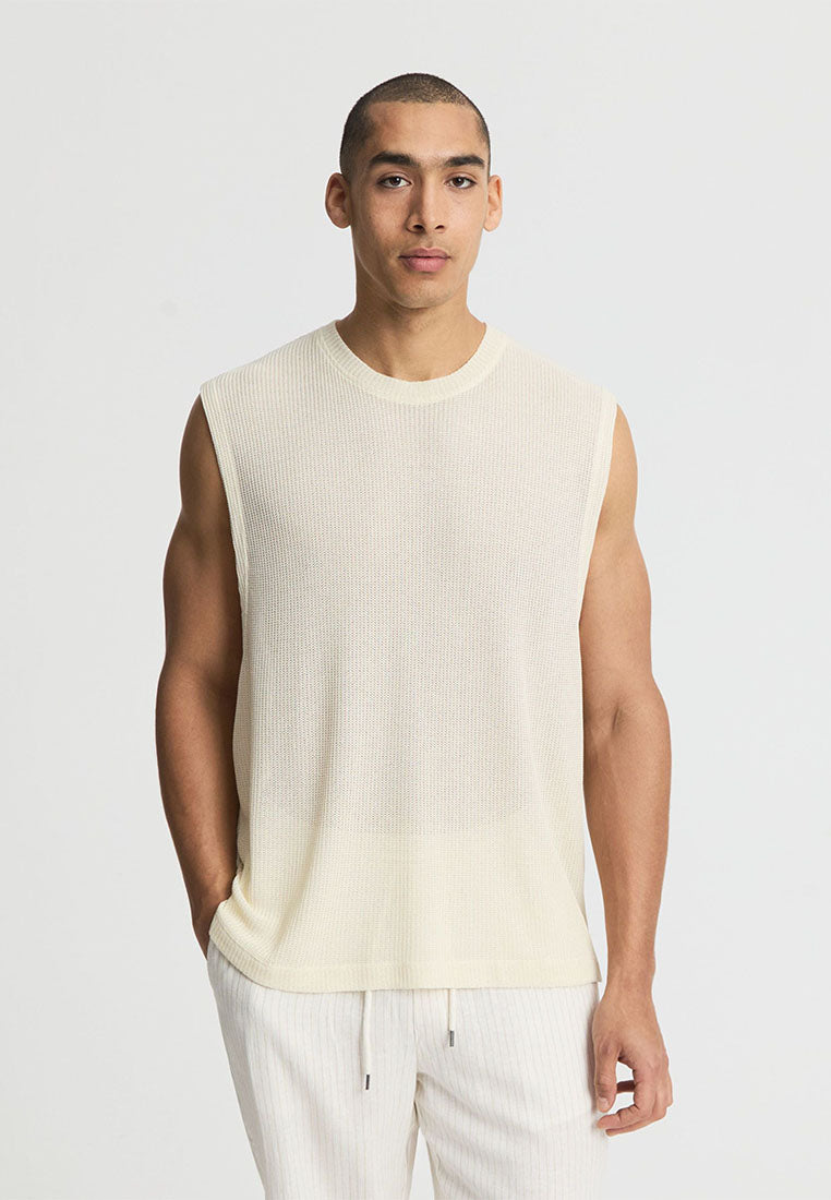 Men's Boxy Sleeveless Knit T-shirt