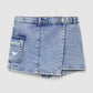 Wrap Style Mini Denim Skirt for Girls