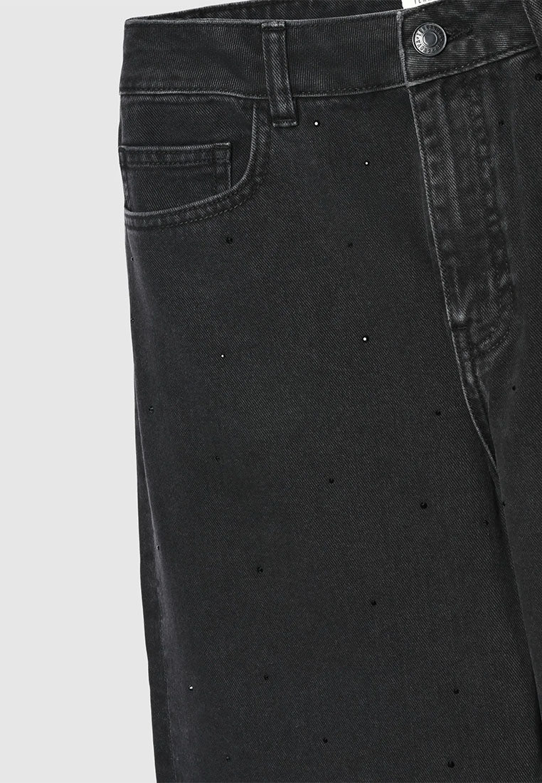 Women's Wide-leg jeans with rhinestones