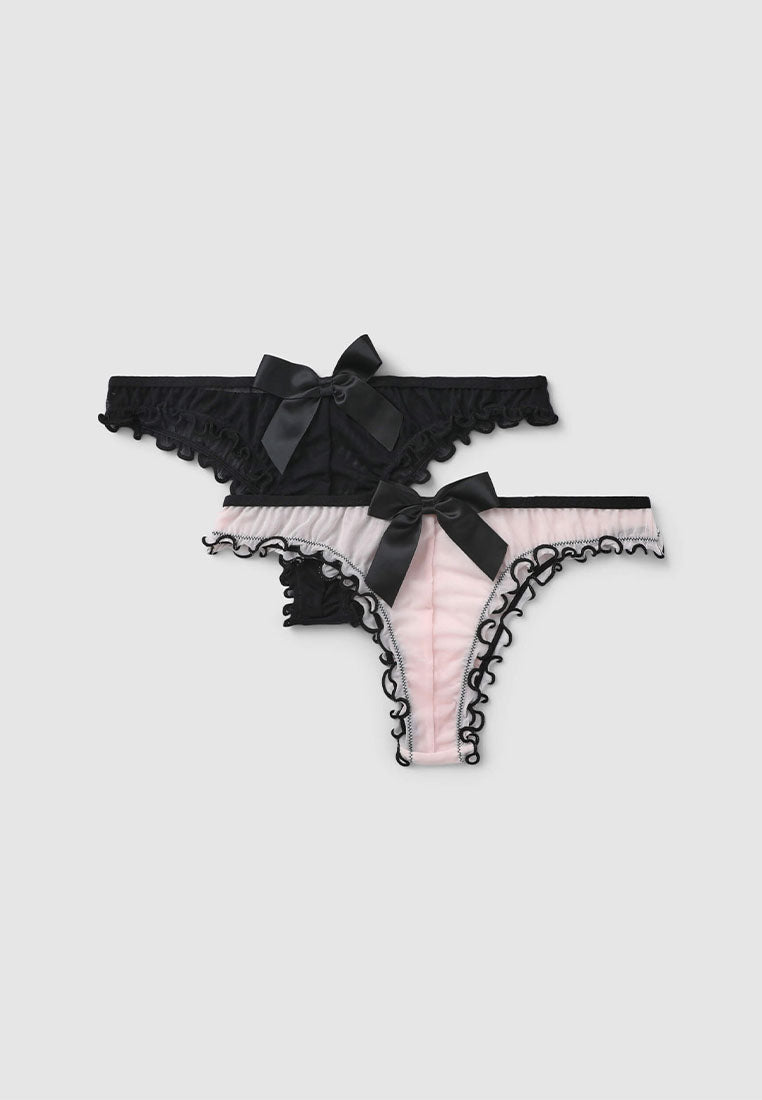 Women's Sheer Mesh Ruffled String Panty