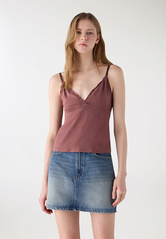 Women's V-neck Top with Ruffles
