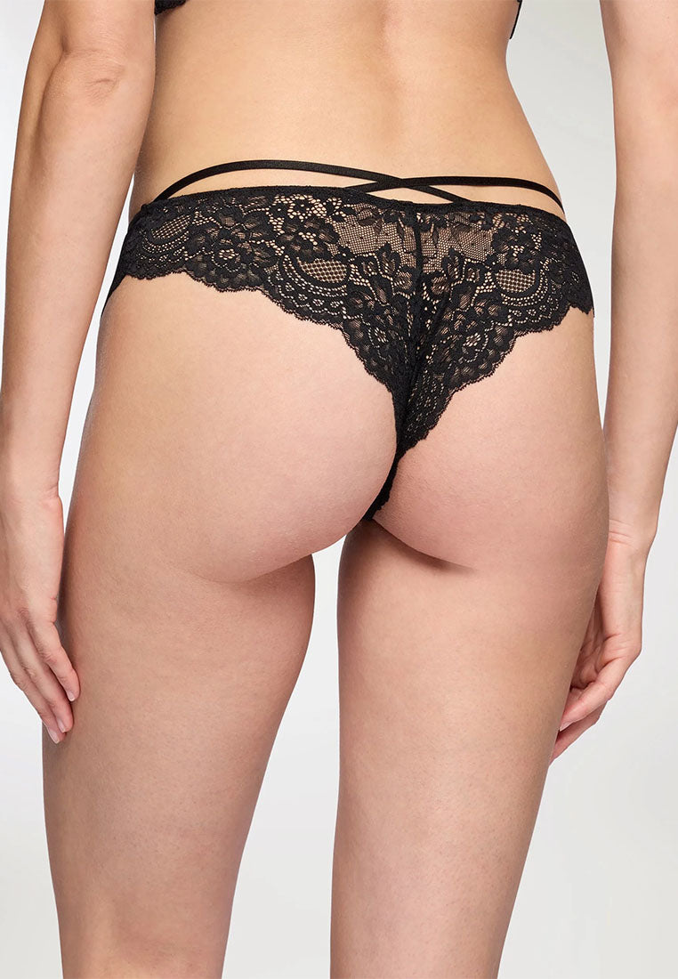 Women's Floral Lace Lace-Up Bikini Panties