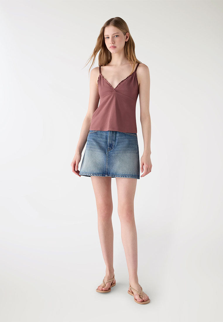 Women's V-neck Top with Ruffles