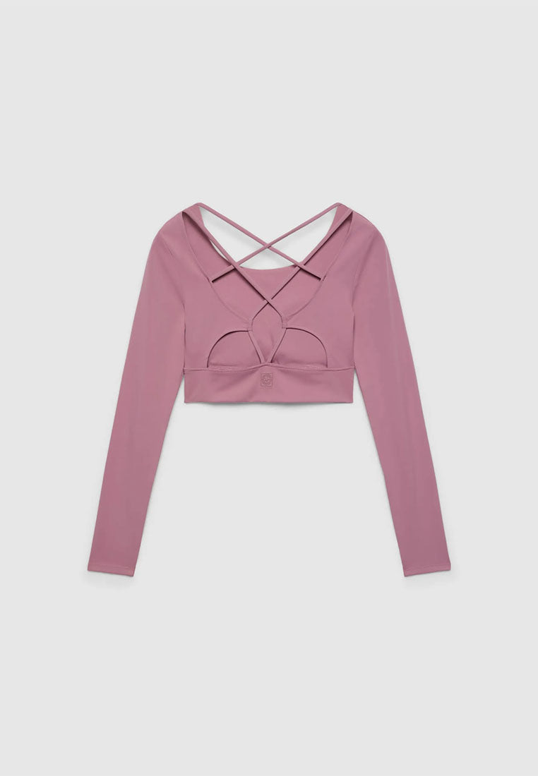Women's Long-Sleeve Strappy Active Crop Top