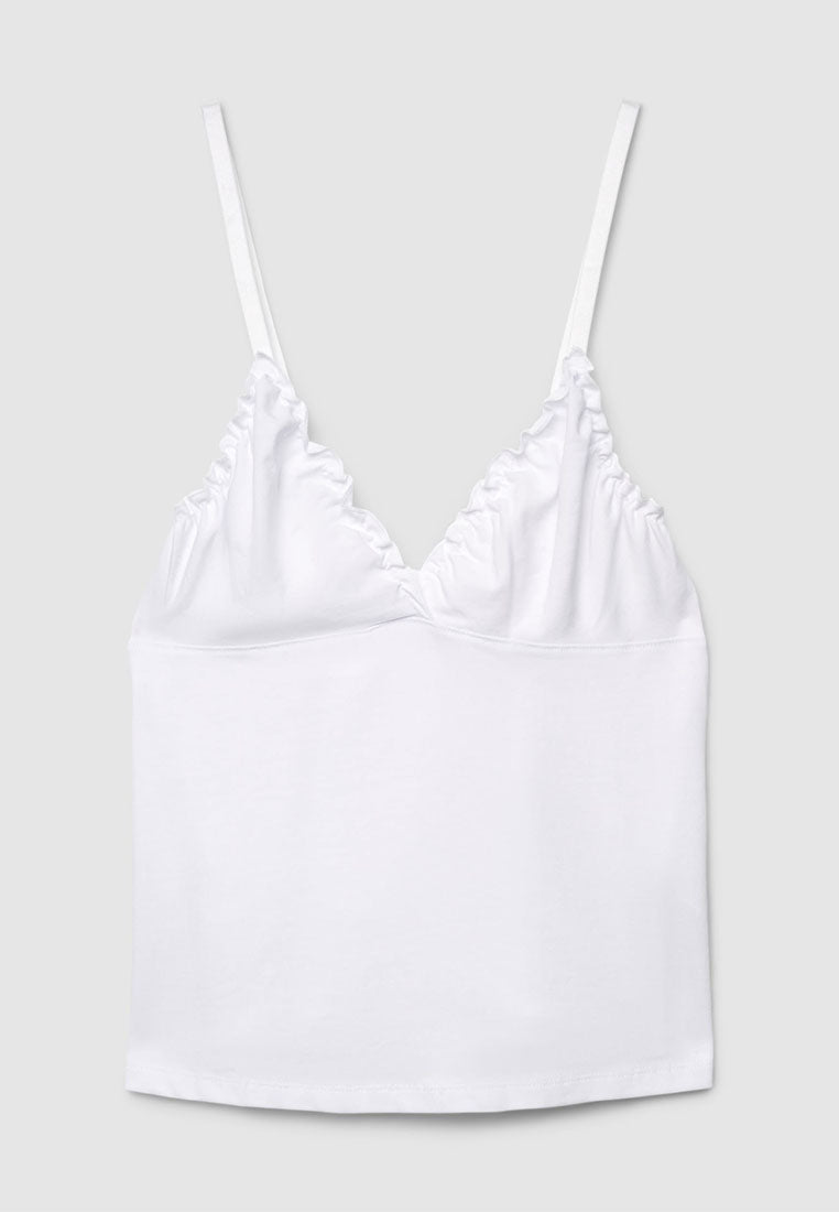 Women's V-neck Top with Ruffles