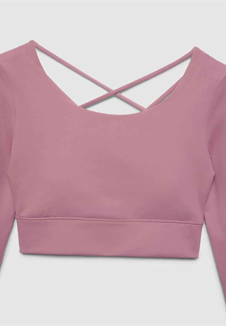 Women's Long-Sleeve Strappy Active Crop Top