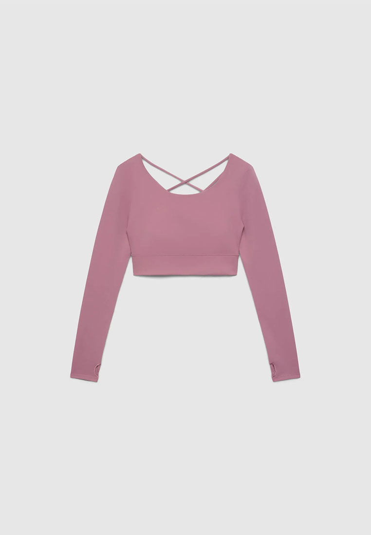 Women's Long-Sleeve Strappy Active Crop Top