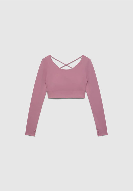 Women's Long-Sleeve Strappy Active Crop Top
