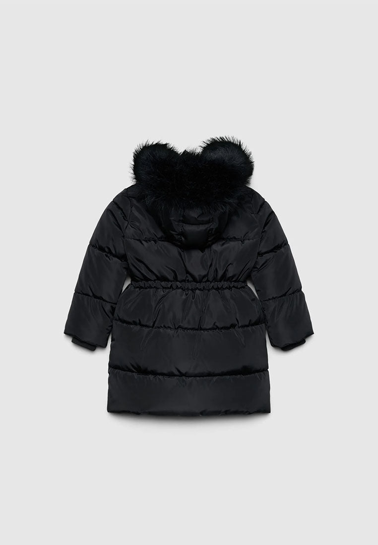 Long padded jacket with hood for Girls