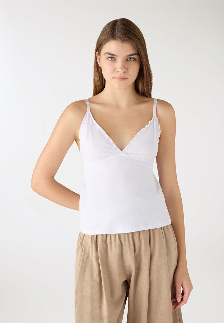 Women's V-neck Top with Ruffles