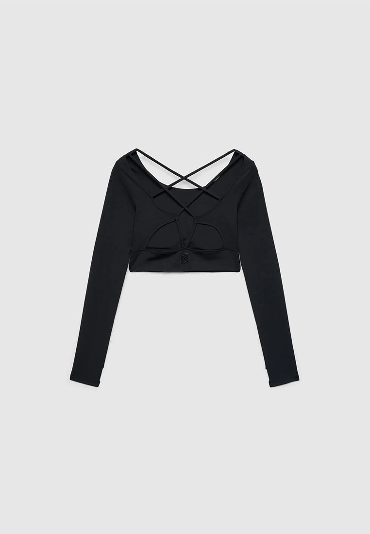 Women's Long-Sleeve Strappy Active Crop Top