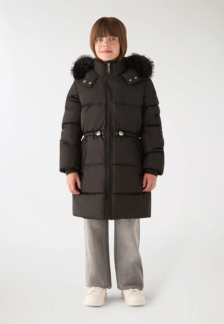 Long padded jacket with hood for Girls