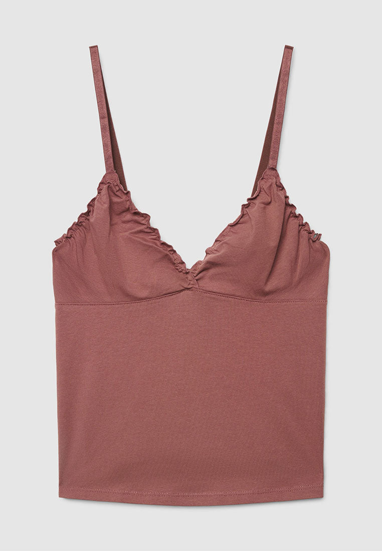 Women's V-neck Top with Ruffles