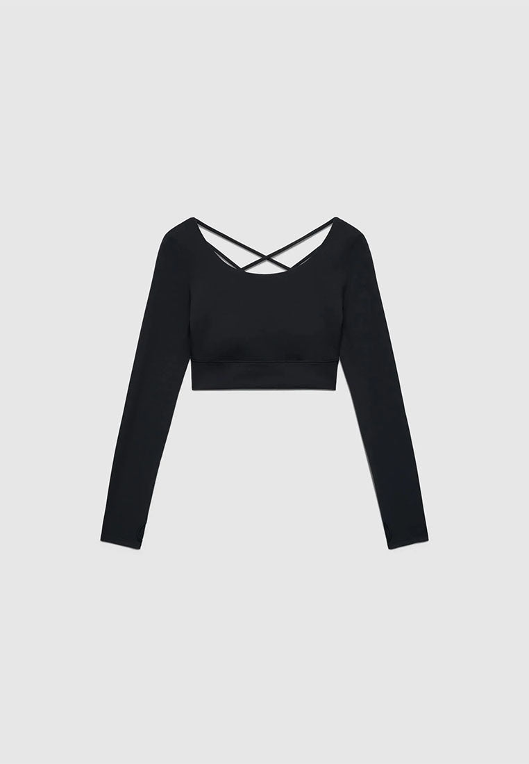 Women's Long-Sleeve Strappy Active Crop Top