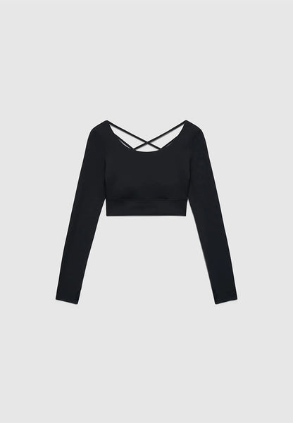 Women's Long-Sleeve Strappy Active Crop Top