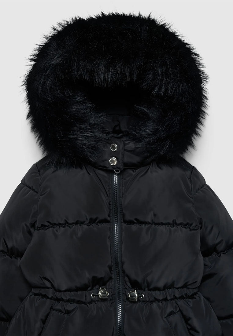 Long padded jacket with hood for Girls