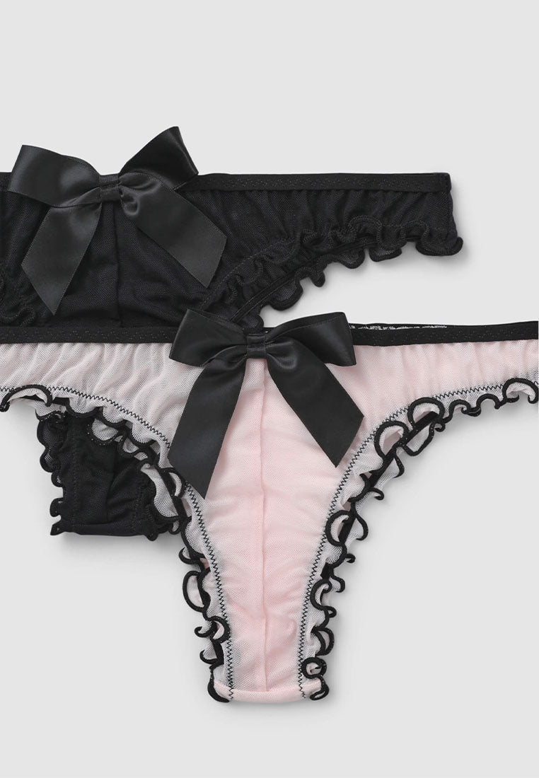 Women's Sheer Mesh Ruffled String Panty