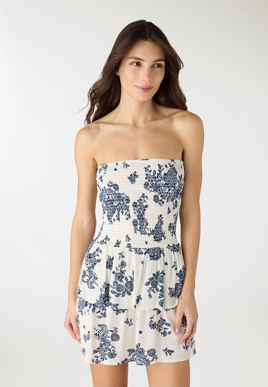 Women's Floral Print Ruffle Bandeau Dress