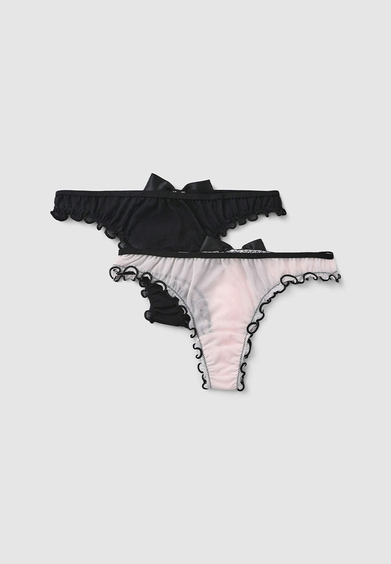 Women's Sheer Mesh Ruffled String Panty