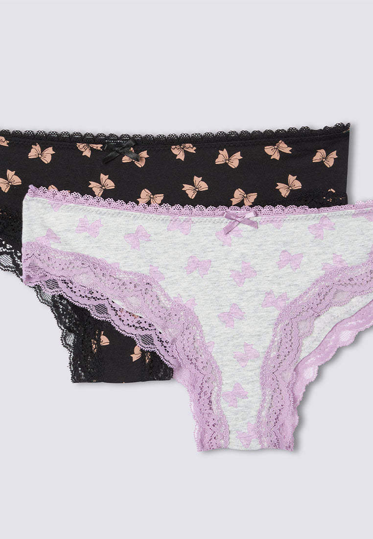 Women's Bow Print Lace-Trimmed Slip