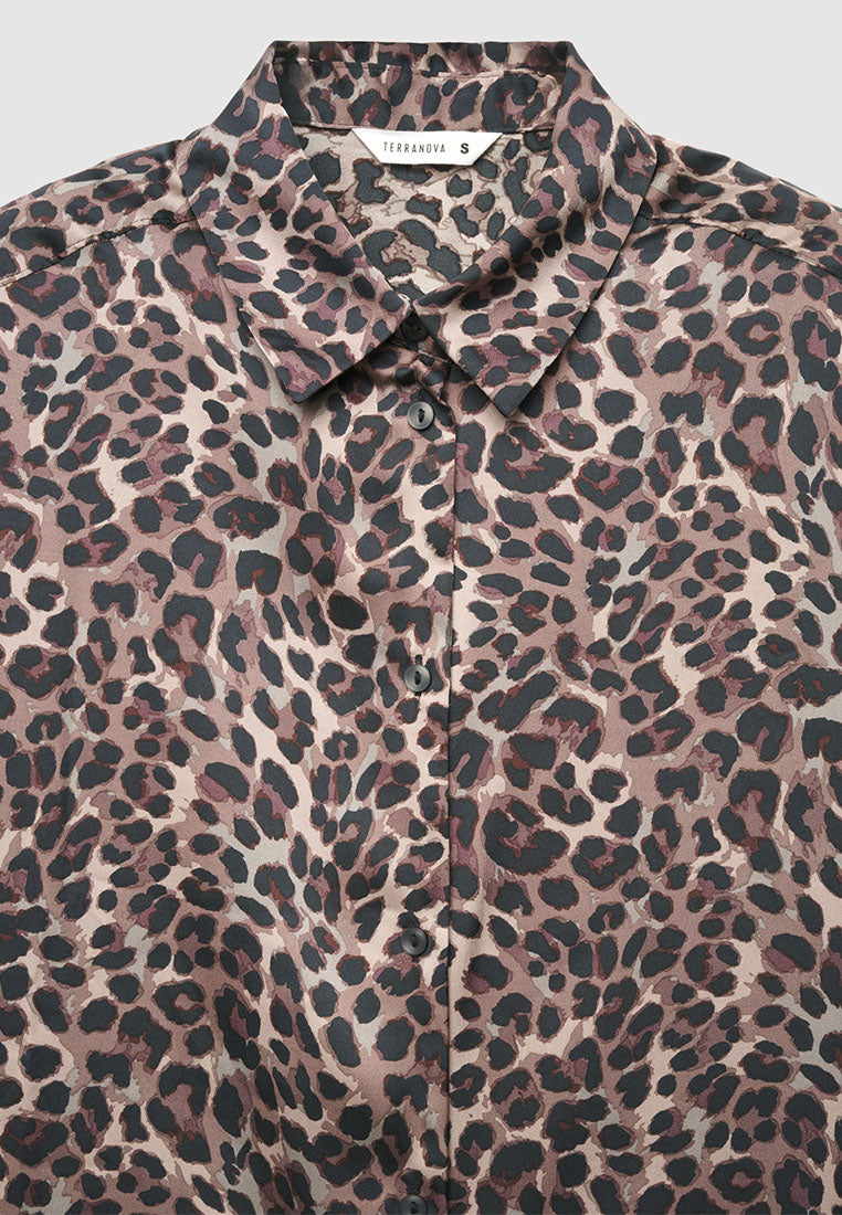 Women's Silk-Feel Animal Pattern Shirt