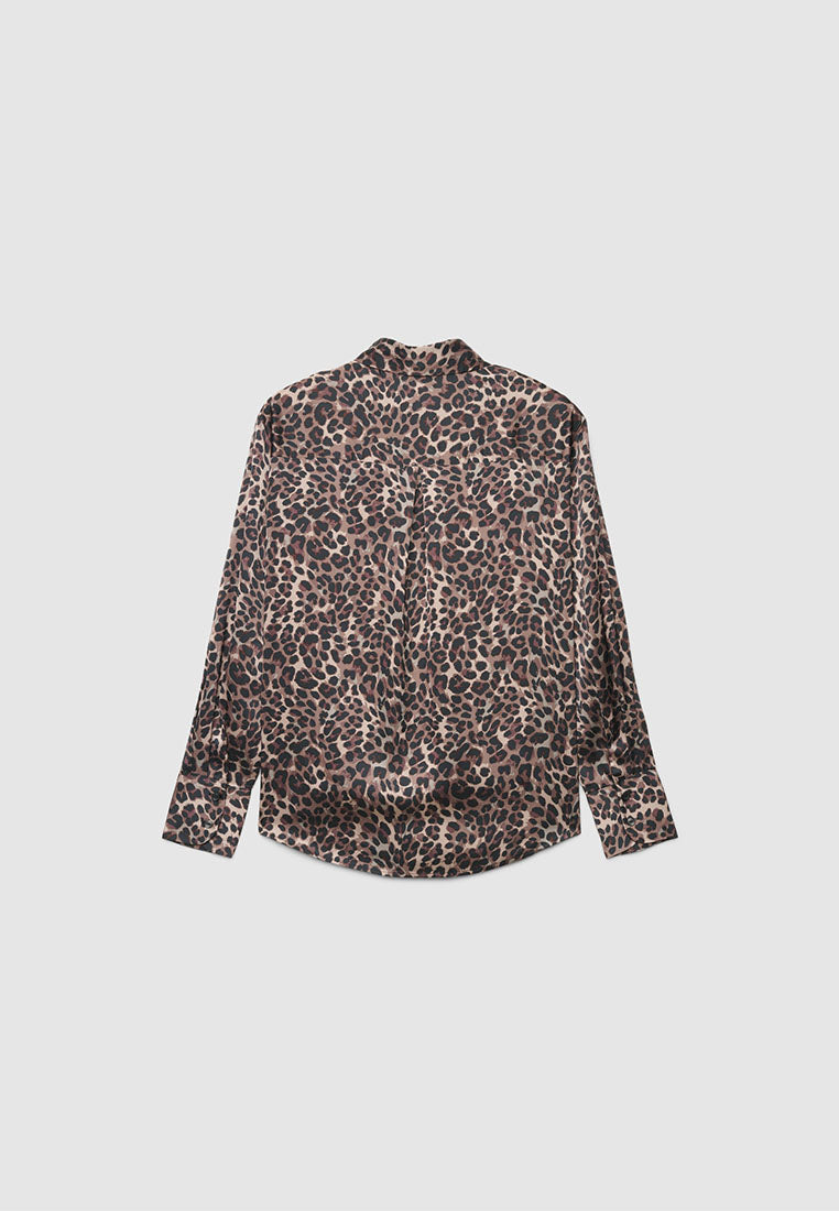Women's Silk-Feel Animal Pattern Shirt