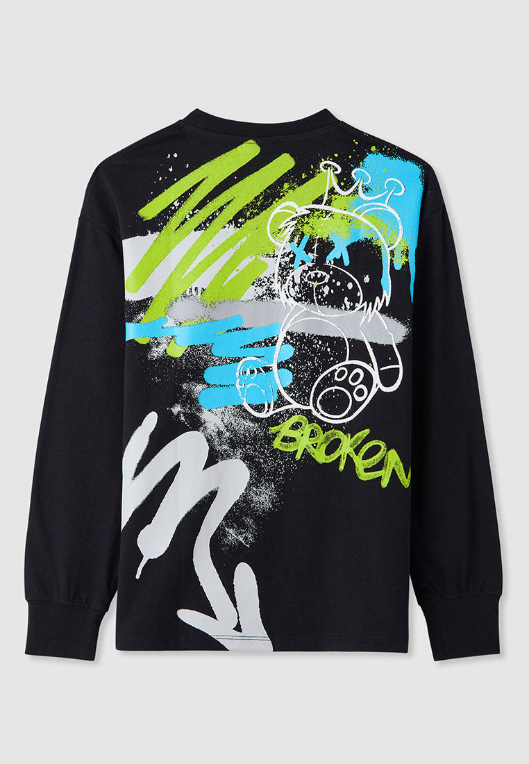 Long-sleeved T-shirt with graffiti print for Boys