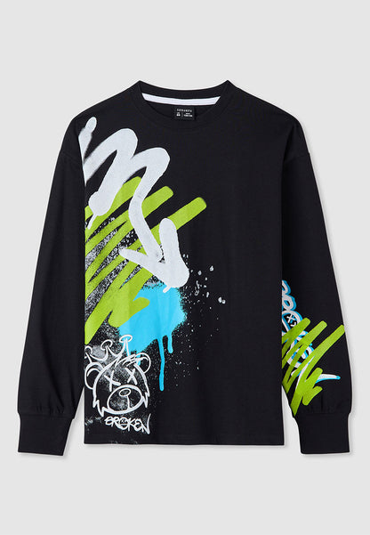 Long-sleeved T-shirt with graffiti print for Boys