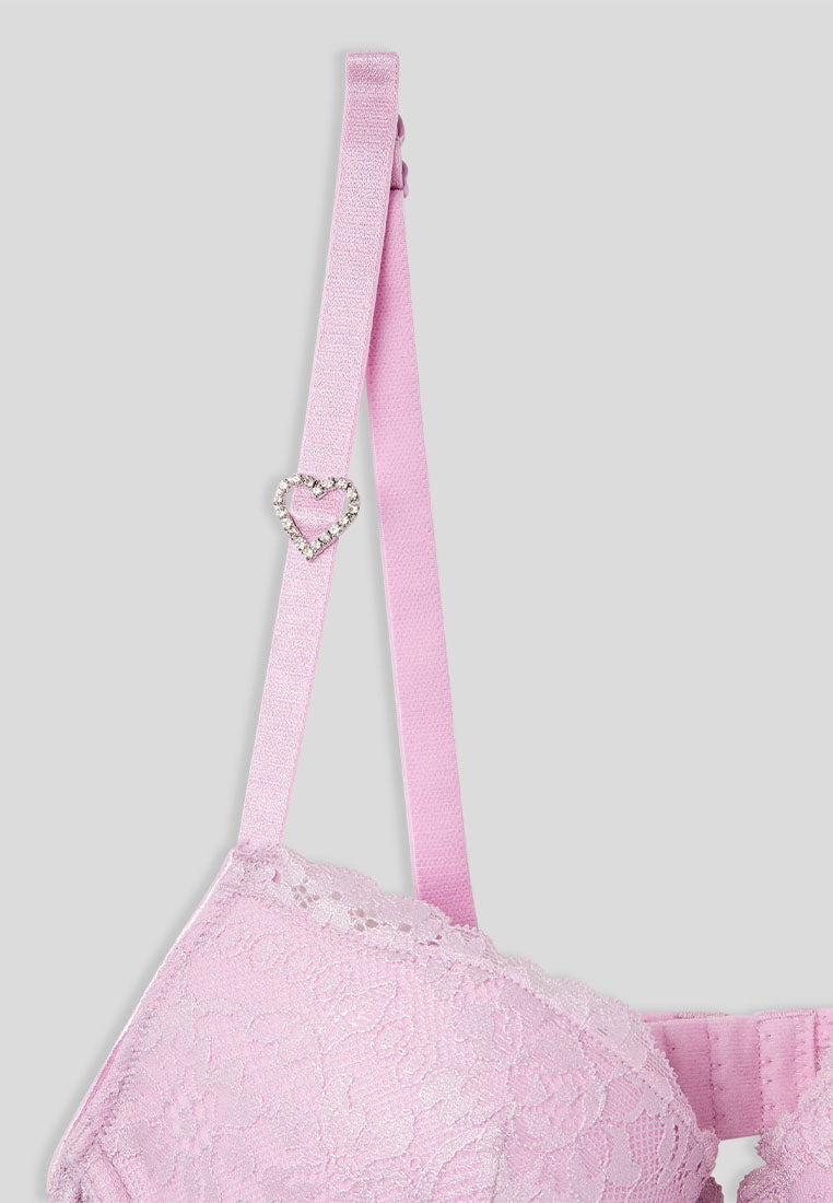 Women's Rhinestone Heart Detail Bra