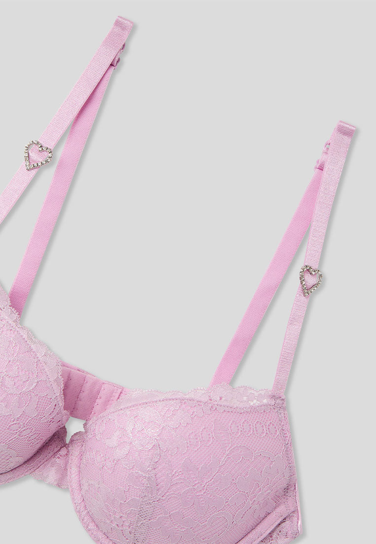 Women's Rhinestone Heart Detail Bra