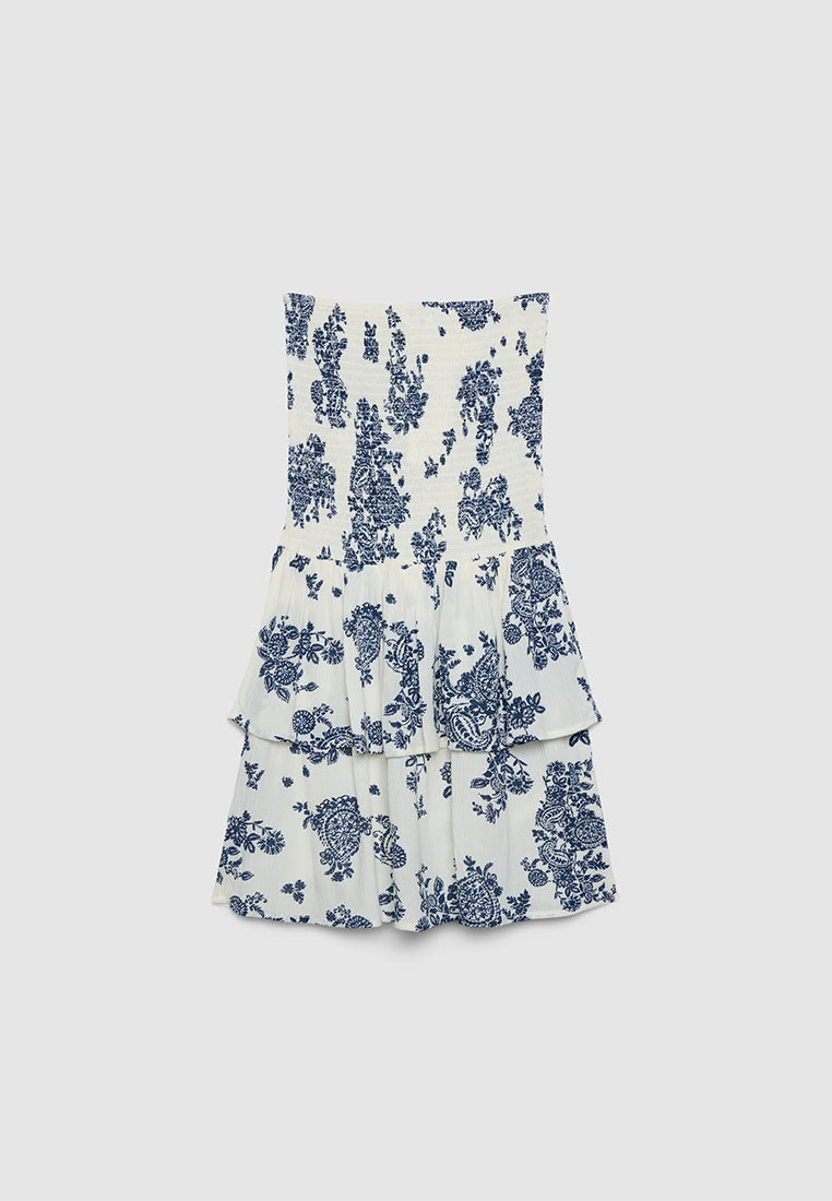 Women's Floral Print Ruffle Bandeau Dress