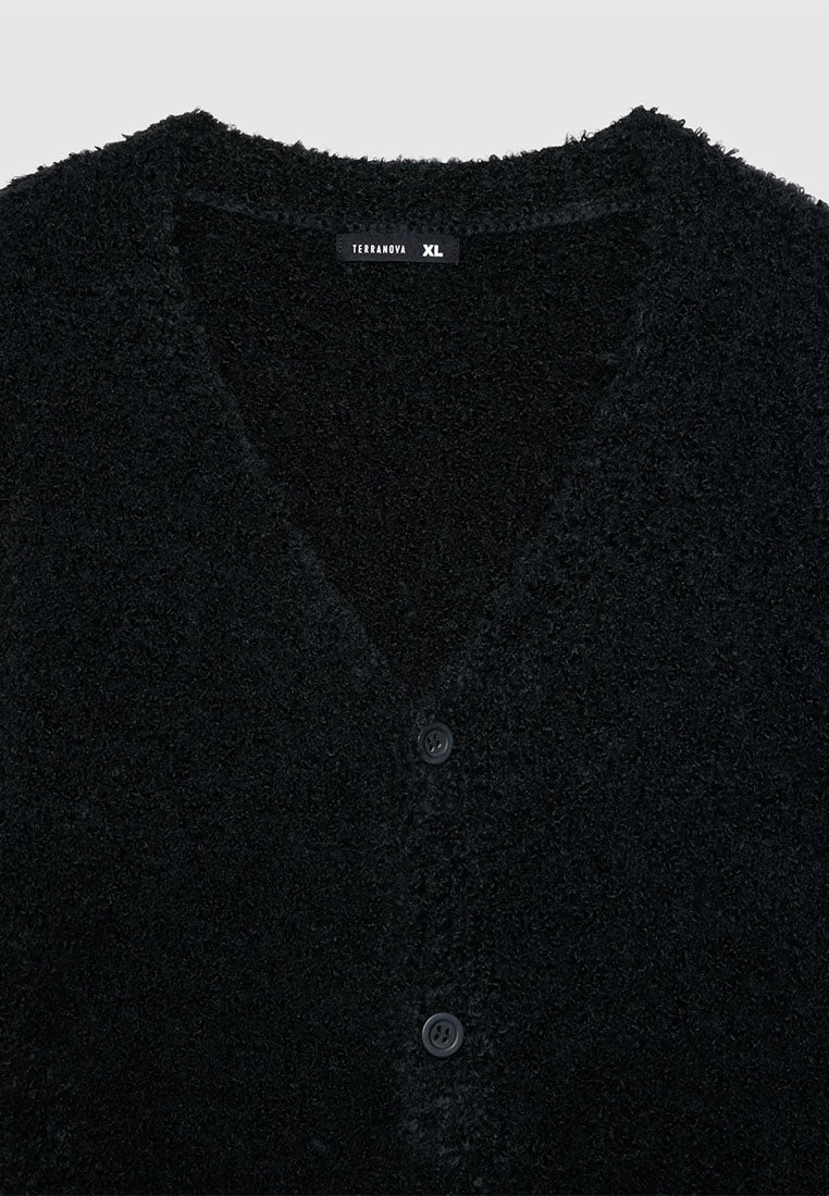 Men's Solid colour maxi cardigan