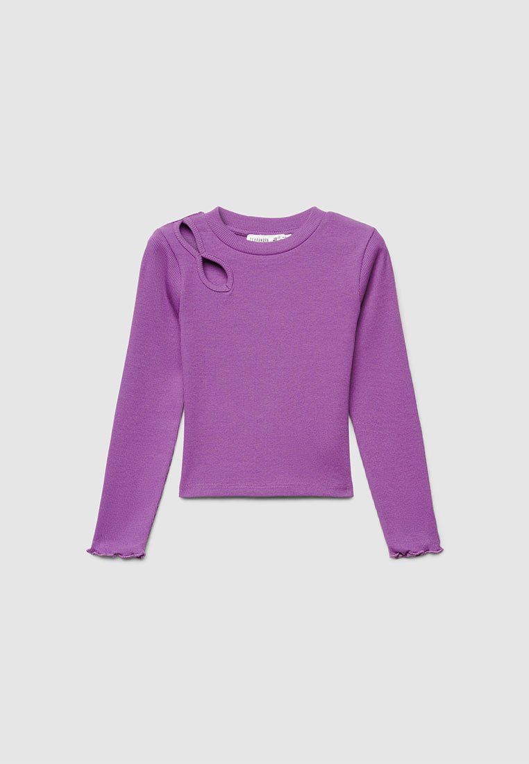 Keyhole Detail Long Sleeve Top for Girls