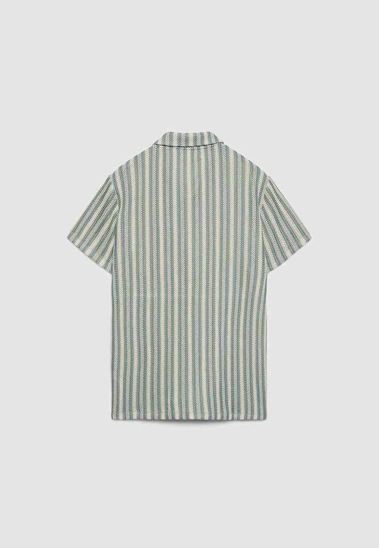 Men's Striped Crochet Polo T-Shirt