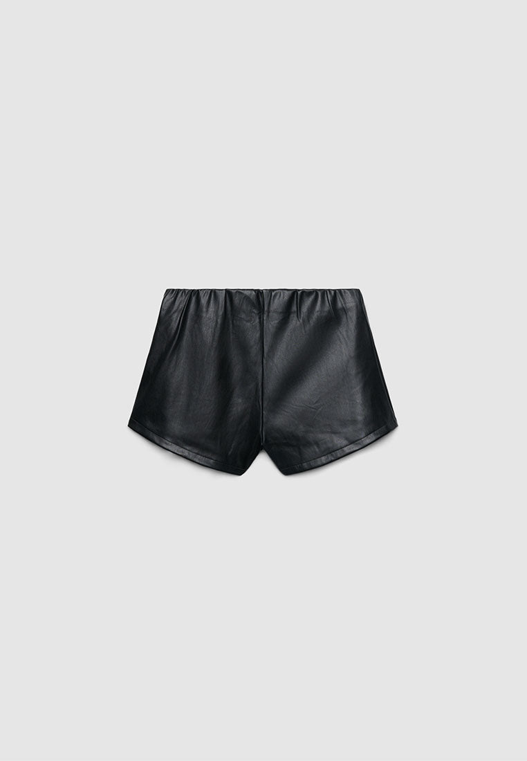 Women's Leather-effect culotte shorts with an elasticated waistband
