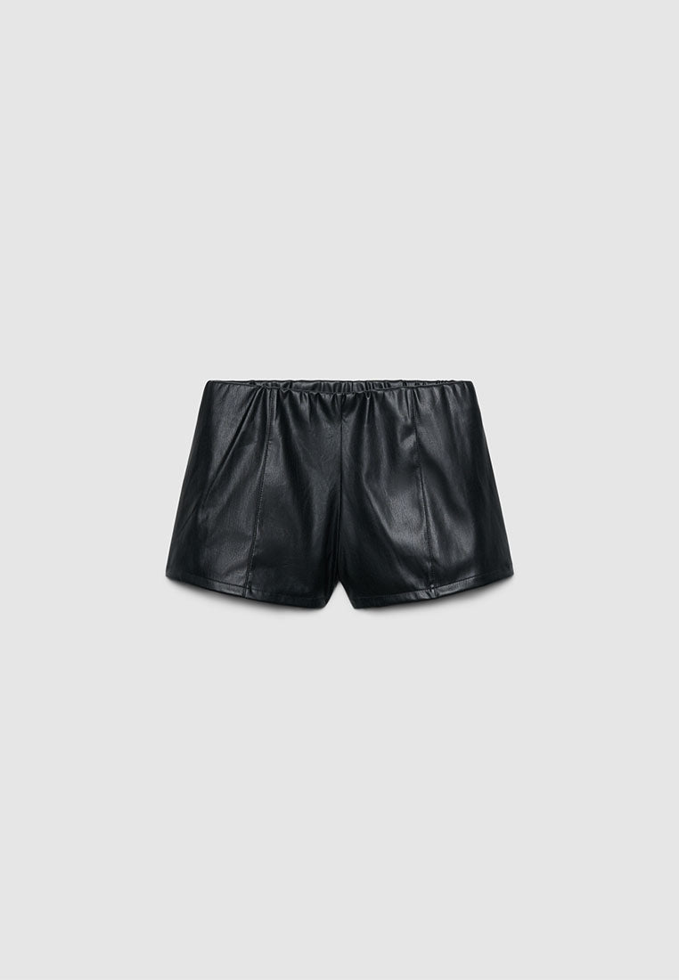 Women's Leather-effect culotte shorts with an elasticated waistband
