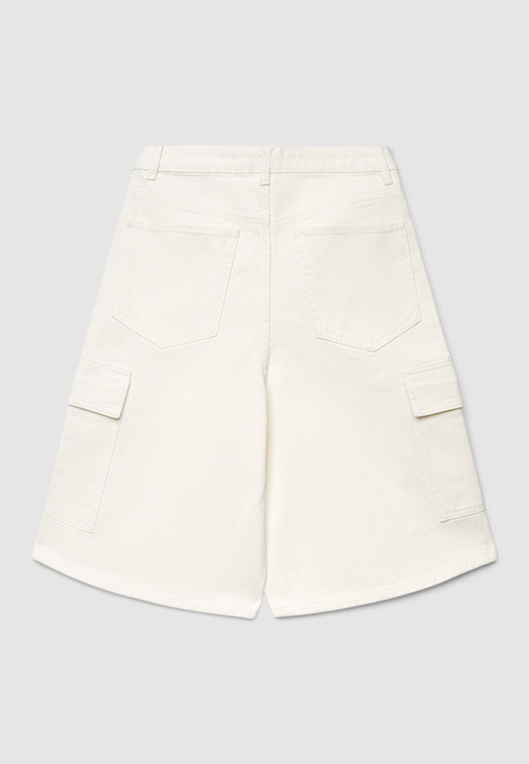 Women's Above the Knee Wide Shorts with 6 Pocket