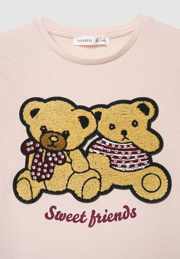 Teddy Bear Chenille Patch T-Shirt for Girls