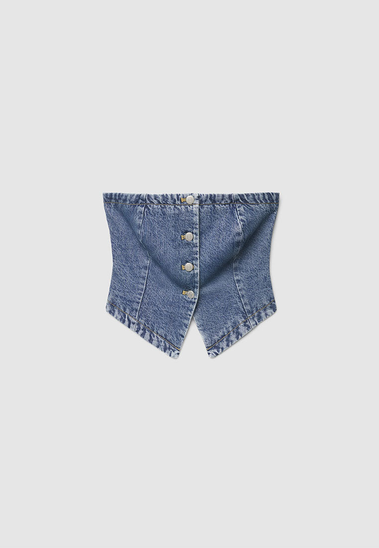 Women's Denim Bandeau Top with Buttons