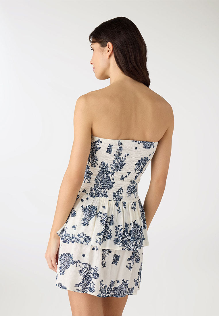 Women's Floral Print Ruffle Bandeau Dress