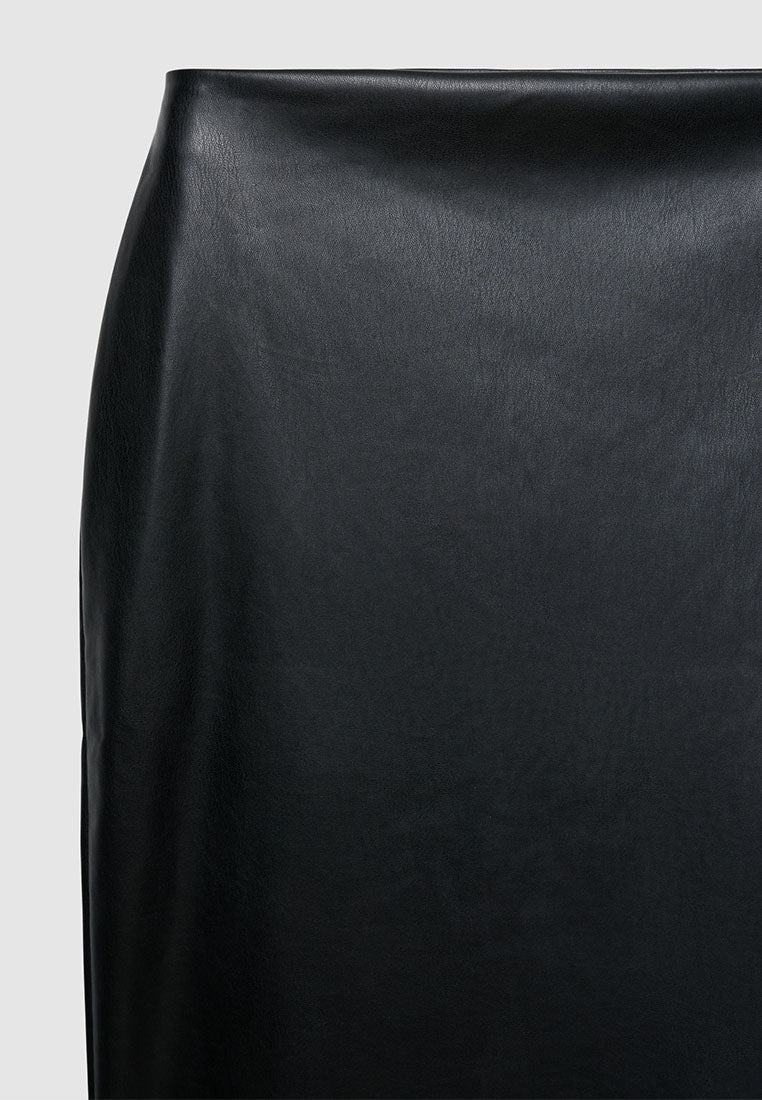 Women's Midi skirt with leather effect and side slit