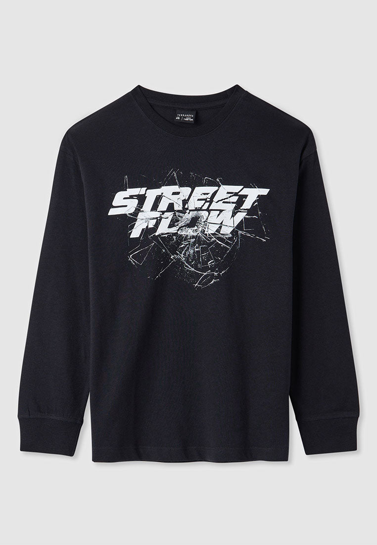 Long-sleeve T-shirt with broken glass effect print for Boys