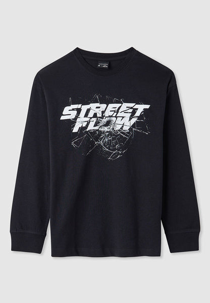 Long-sleeve T-shirt with broken glass effect print for Boys