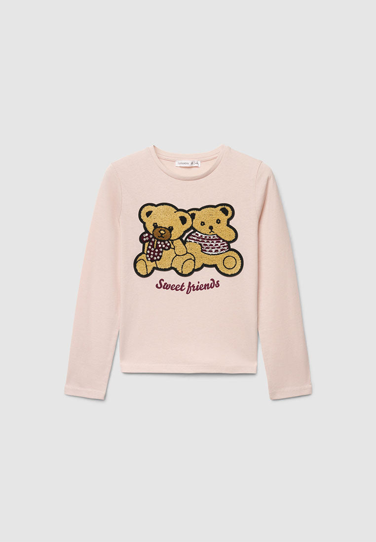 Teddy Bear Chenille Patch T-Shirt for Girls