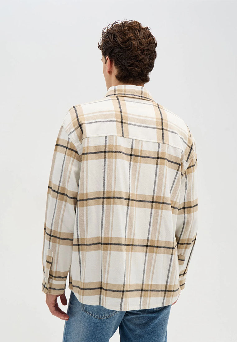 Men's Long-sleeved checked shirt with chest pocket