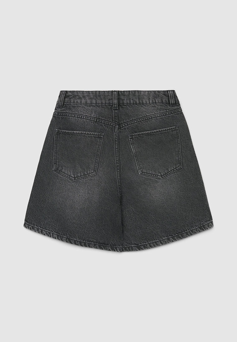 Women's Washed High-Waist Denim Shorts