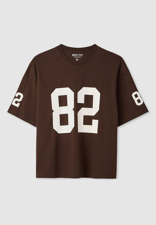 Men's T-shirt with number print and boxy fit