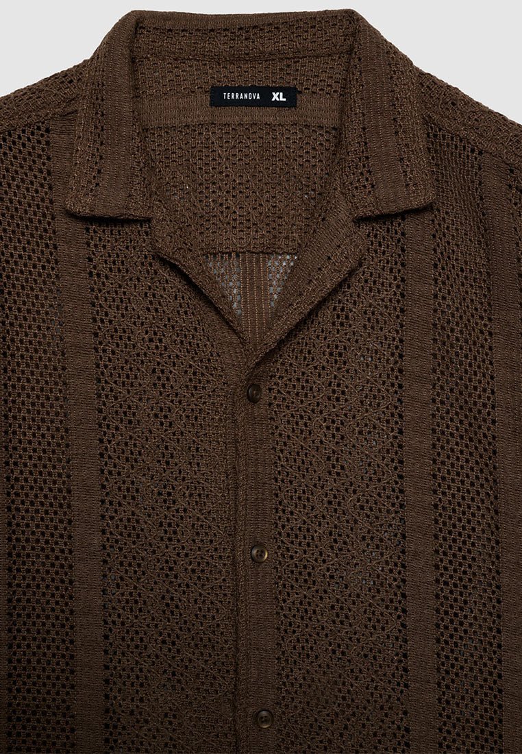 Men's Crochet Bowling Shirt